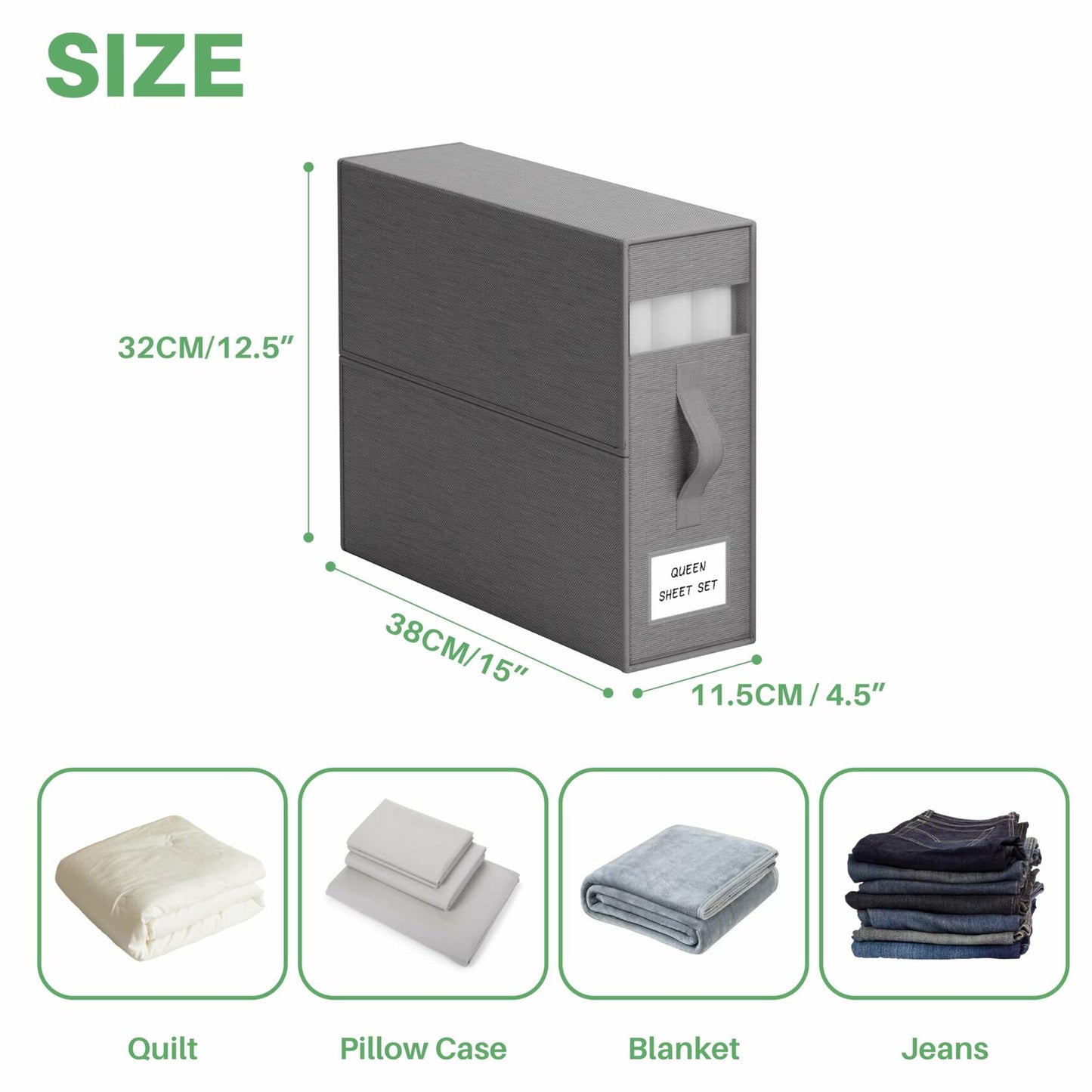 PARANTA Bed Sheet Organizers 10 Pack Foldable Linen Closet Grey 10pcs