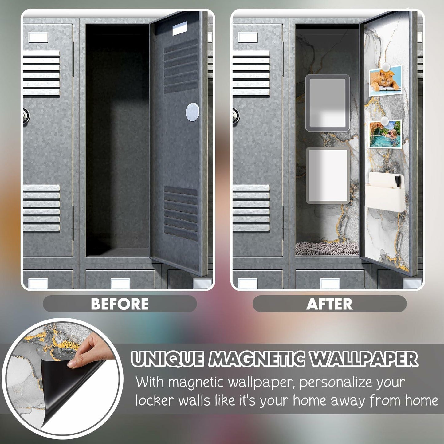 Timgle 8 Pcs Magnetic Locker Set Purple Wavy Style Organizer Accessories