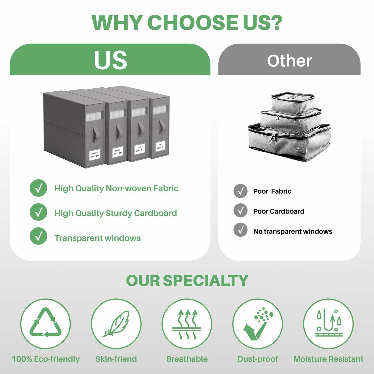 PARANTA Bed Sheet Organizers 10 Pack Foldable Linen Closet Grey 10pcs