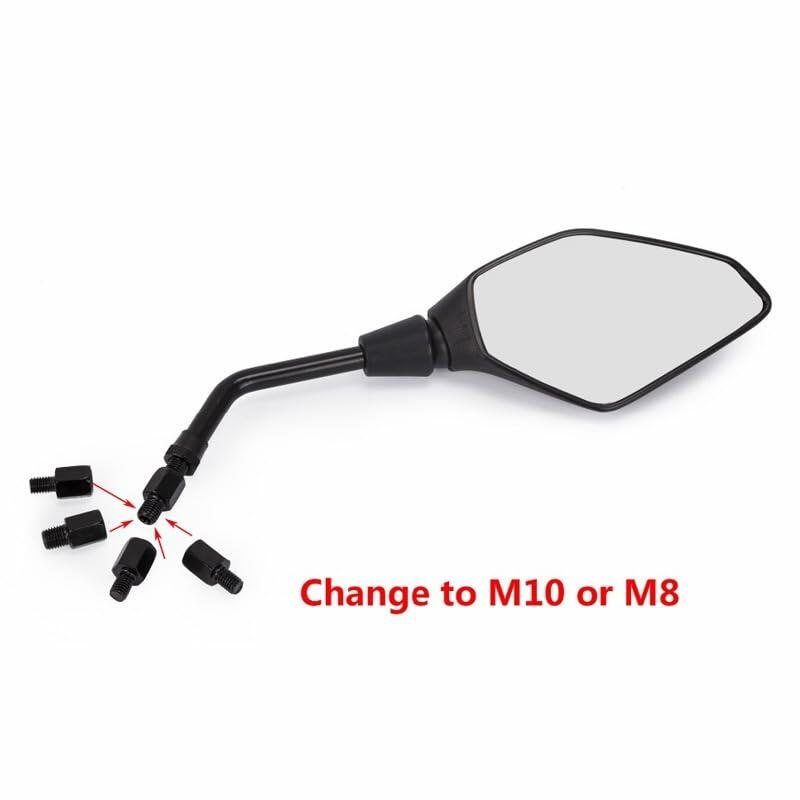 Generic Universal Motorcycle Rear View Side Mirrors 10MM 8MM Black Screw Mount