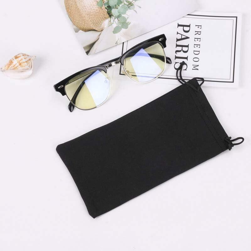 Eluckya 4PCS Microfiber Soft Eyeglass Sunglasses Pouch Drawstring White Grey