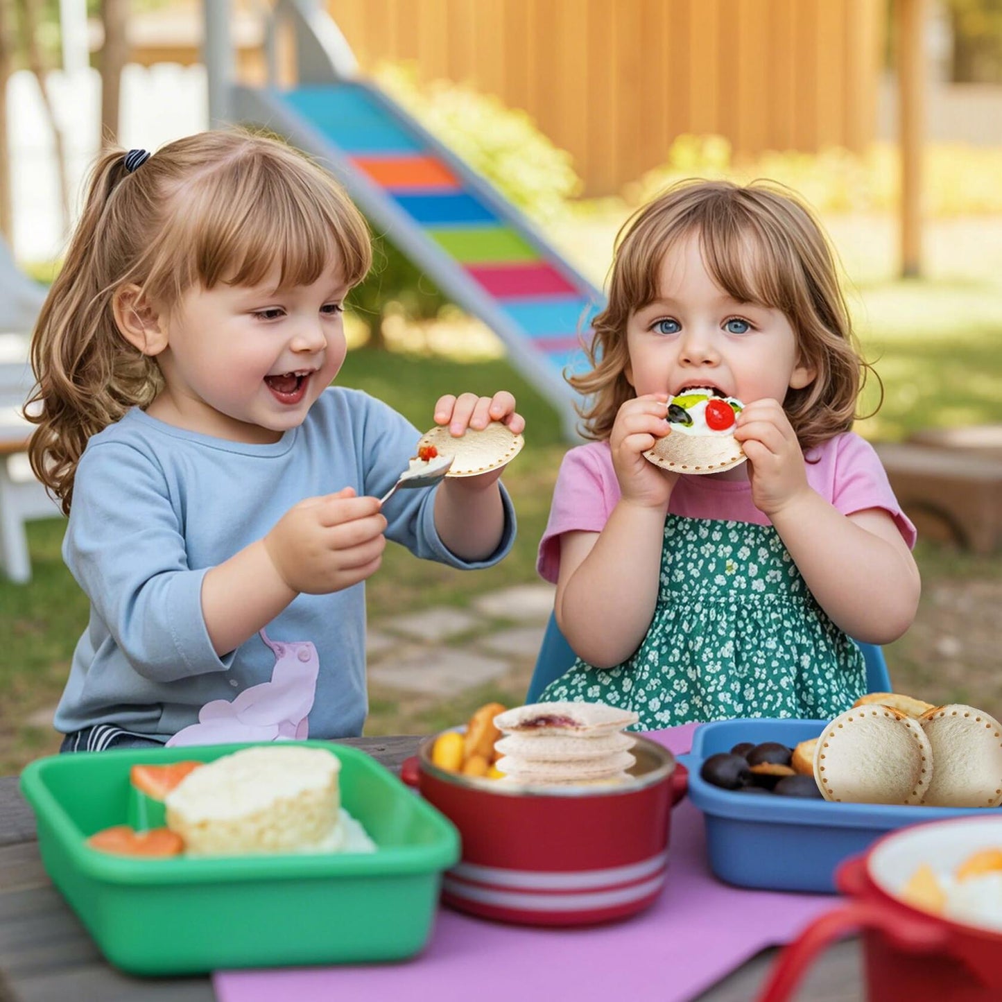 Izzydodo Uncrustable Sandwich Cutter Set Round Sealer for Kids Lunch Red/Green
