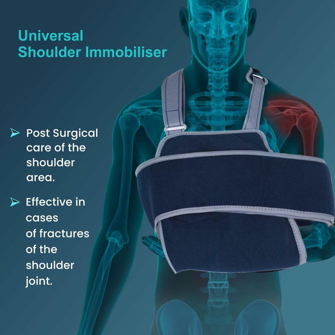 Medexa Shoulder Immobilizer Arm Sling Elastic Brace Navy Blue One Size