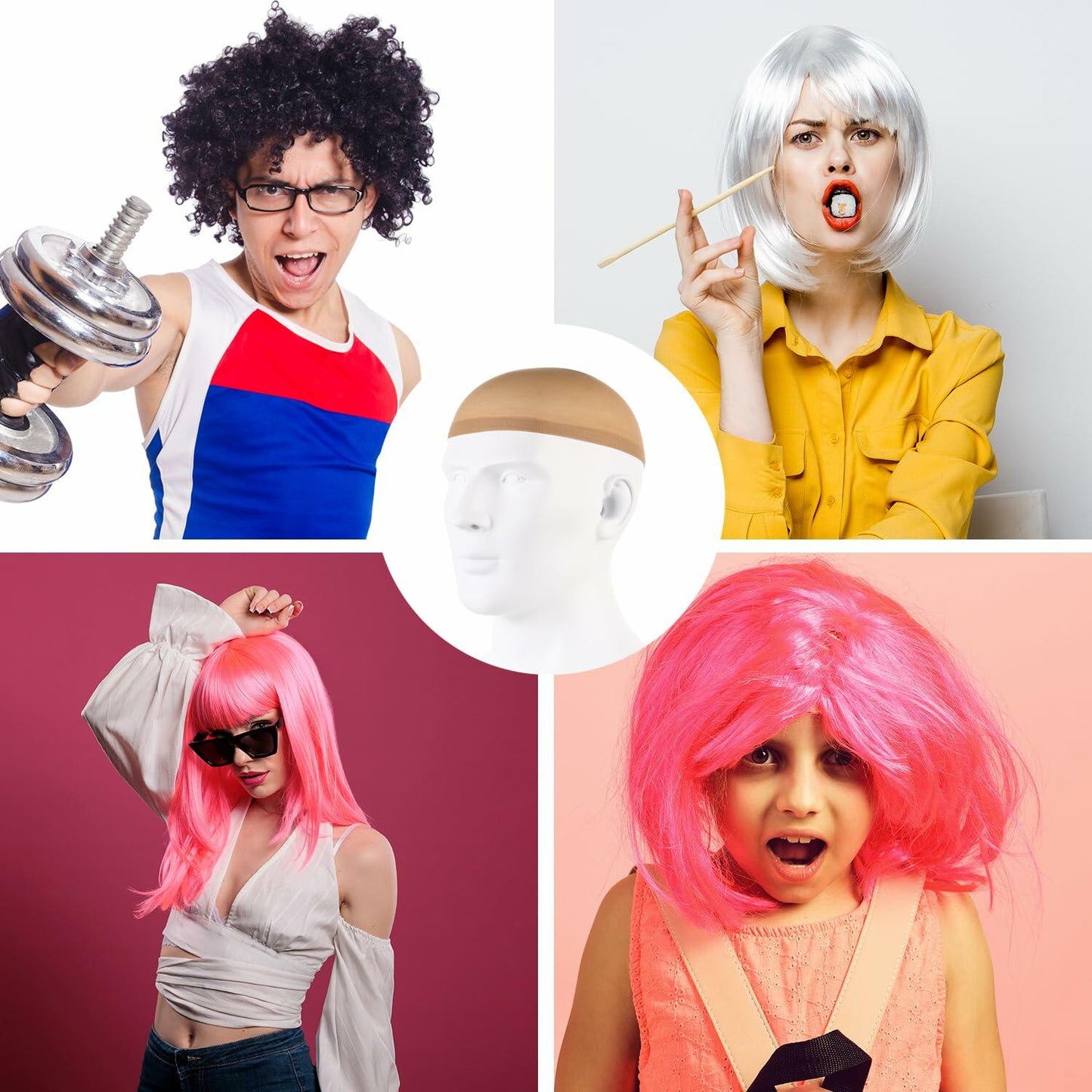 Arcjunys 8Pcs Nylon Stretchy Wig Caps for Women Lace Front Wigs Skin Brown