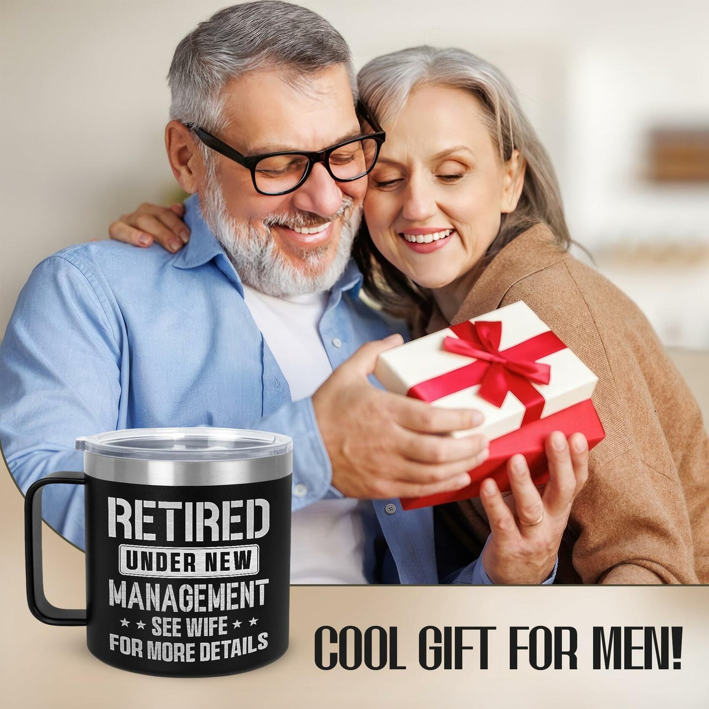 GAUDORA 14oz Stainless Steel Insulated Coffee Mug with Lid - Black Funny