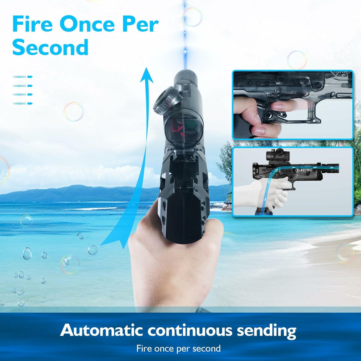 Naldoxyn Electric Automatic Water Gun High Power Black 2-Pack Kids 8-12