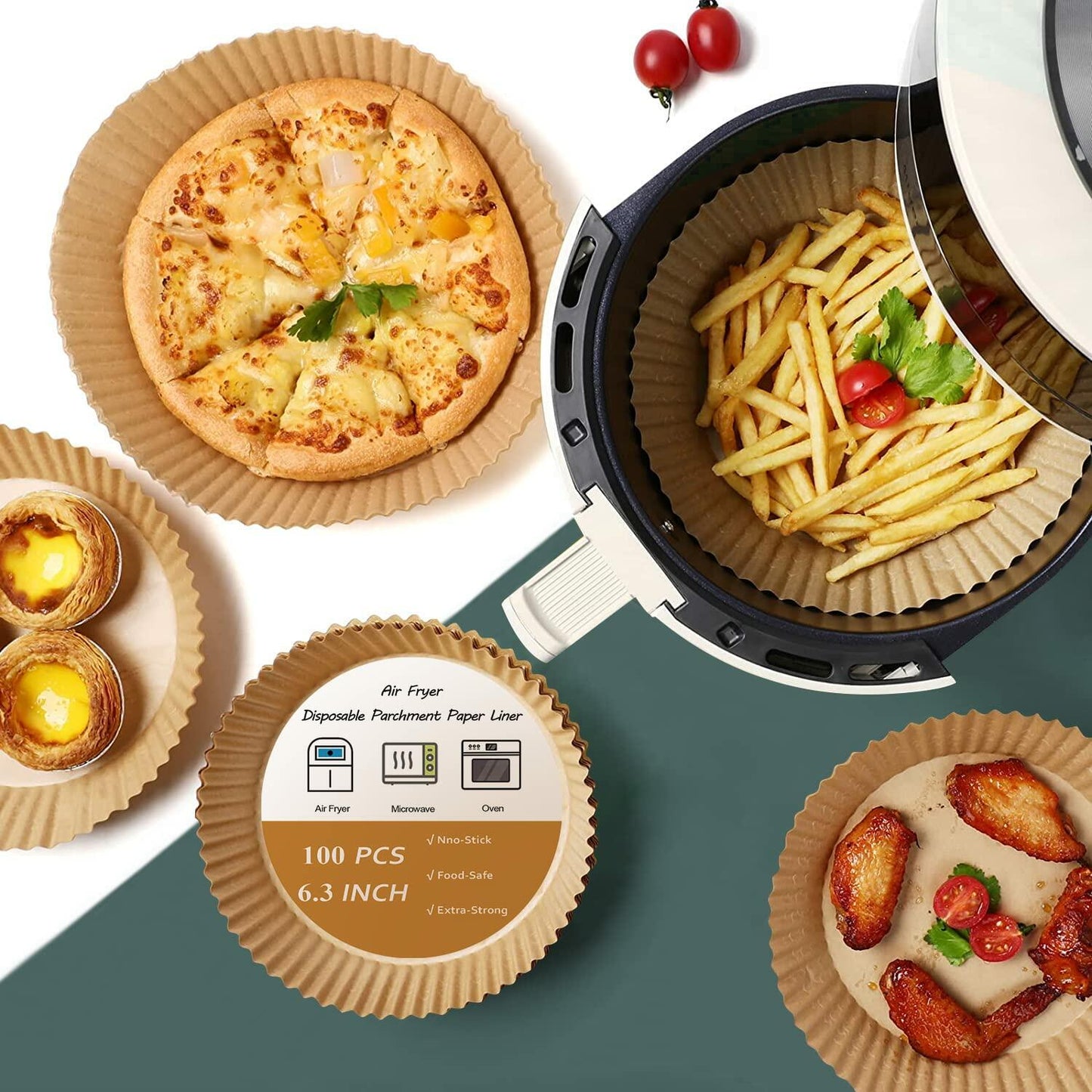 100PCS 6.9" Air Fryer Disposable Paper Liners Round Parchment Bowl Inserts