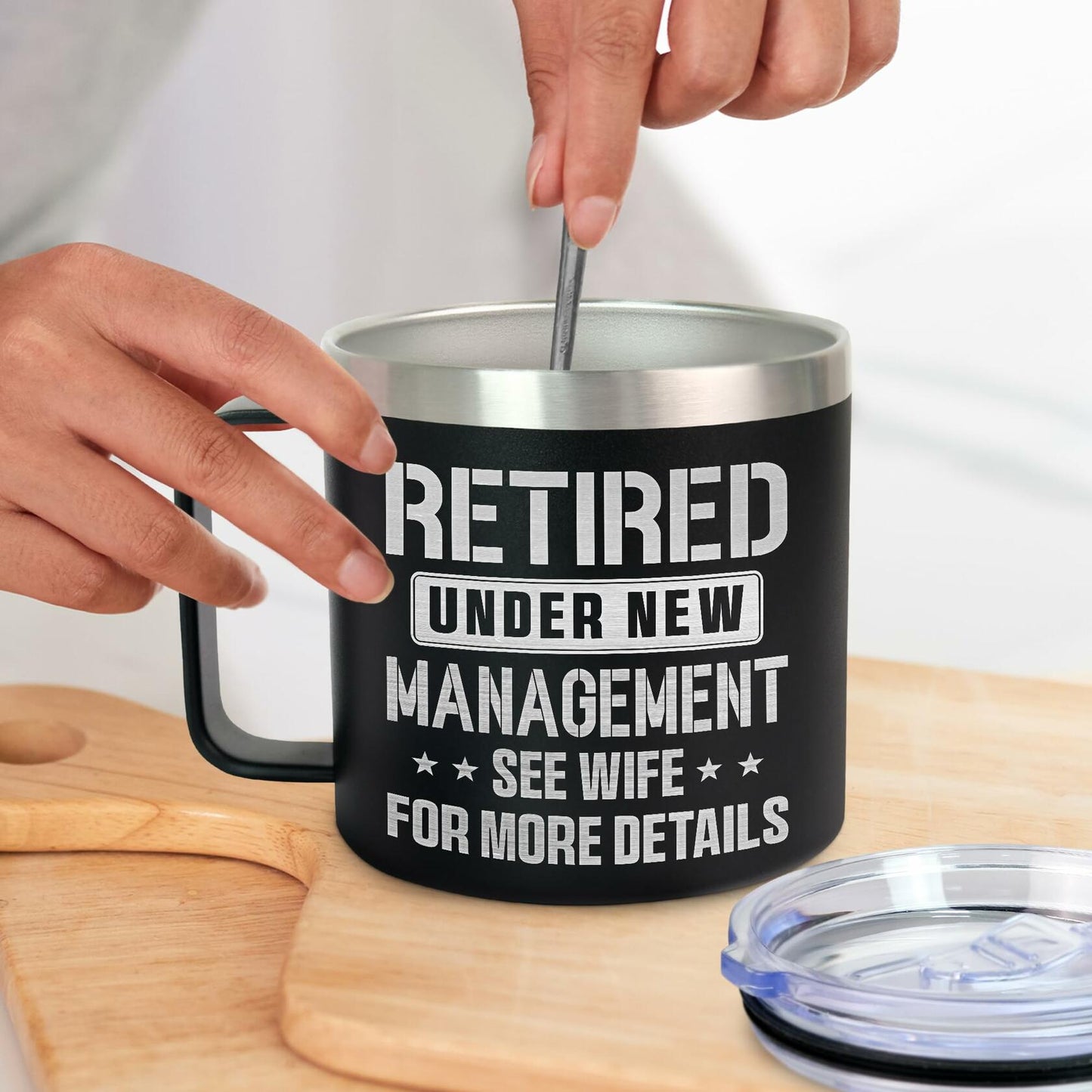 GAUDORA 14oz Stainless Steel Insulated Coffee Mug with Lid - Black Funny