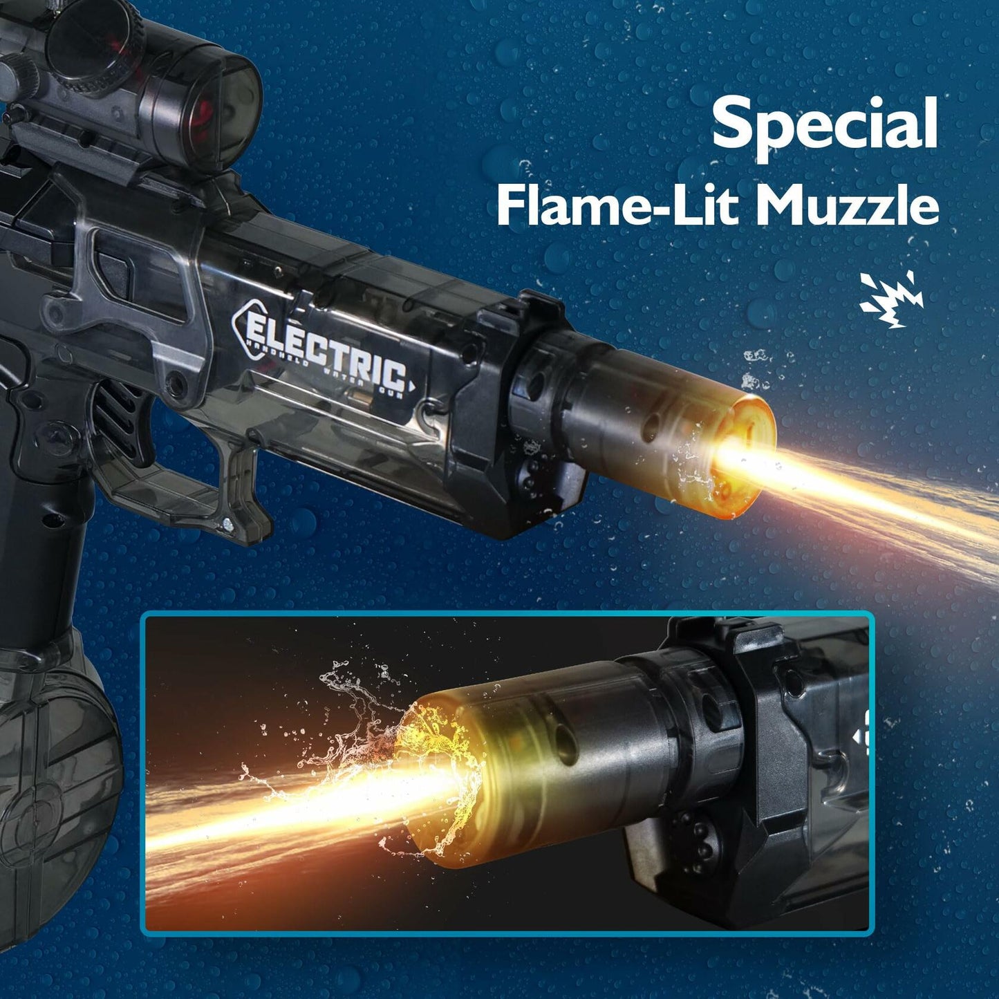 Naldoxyn Electric Automatic Water Gun High Power Black 2-Pack Kids 8-12