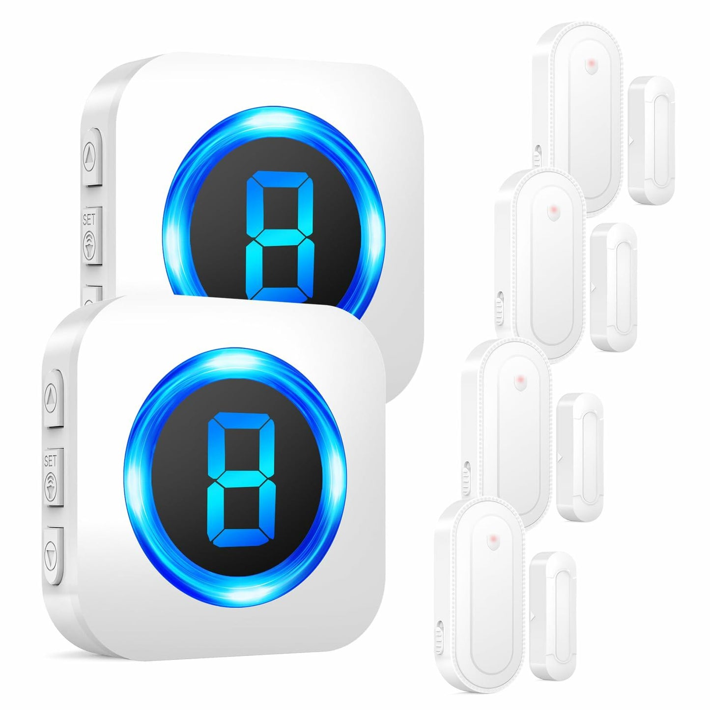 SURFOU Wireless Doorbell Chime 4 Sensors 2 Receivers 55 Chimes IP55 White