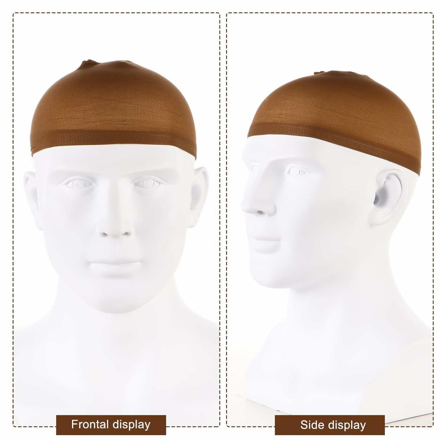 Arcjunys 8Pcs Nylon Stretchy Wig Caps for Women Lace Front Wigs Skin Brown