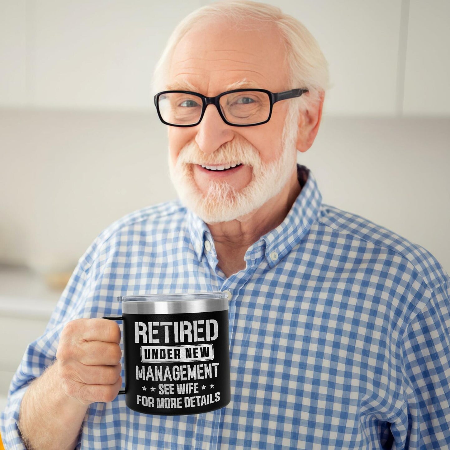 GAUDORA 14oz Stainless Steel Insulated Coffee Mug with Lid - Black Funny