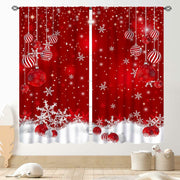 TKUYO Christmas Curtains Red White Snowflakes 2 Panels 42x45 Inch