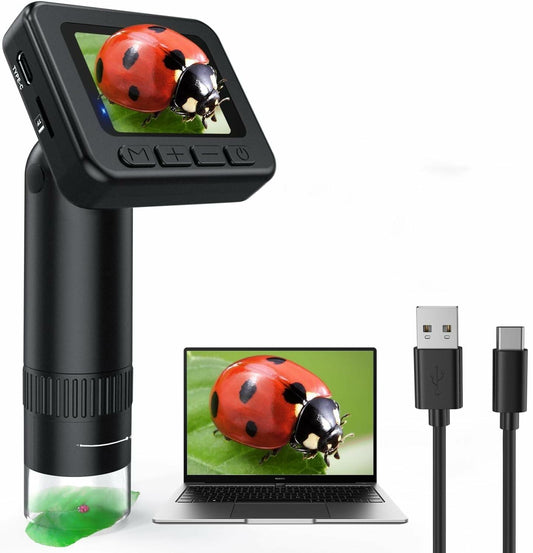 IMICHI Kids Microscope 50X-1000X 2" IPS HD Screen 2-31MP Photos Black