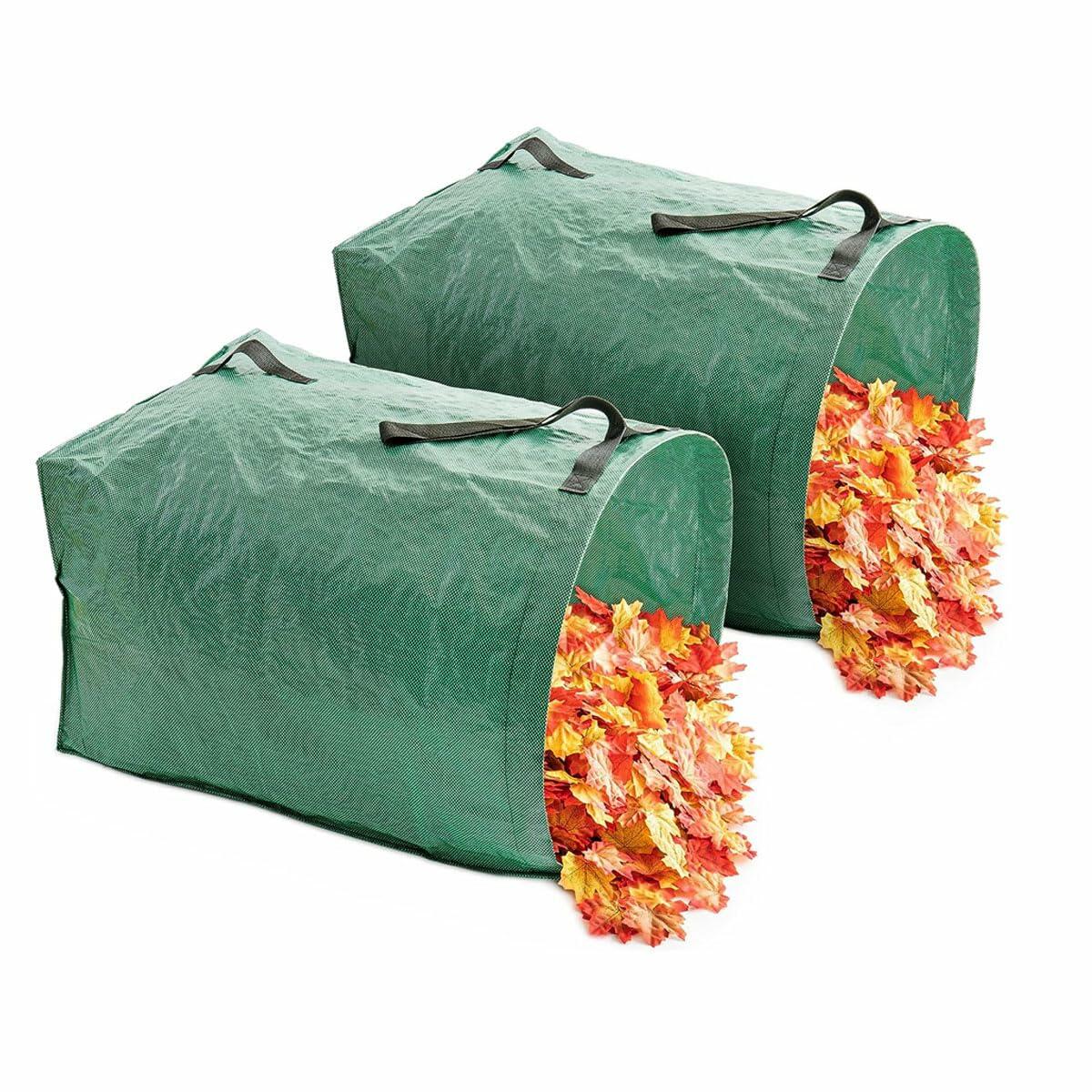 Sheporse 2-Pack 53 Gallon Reusable Garden Bags Green Yard Waste Polyethylene