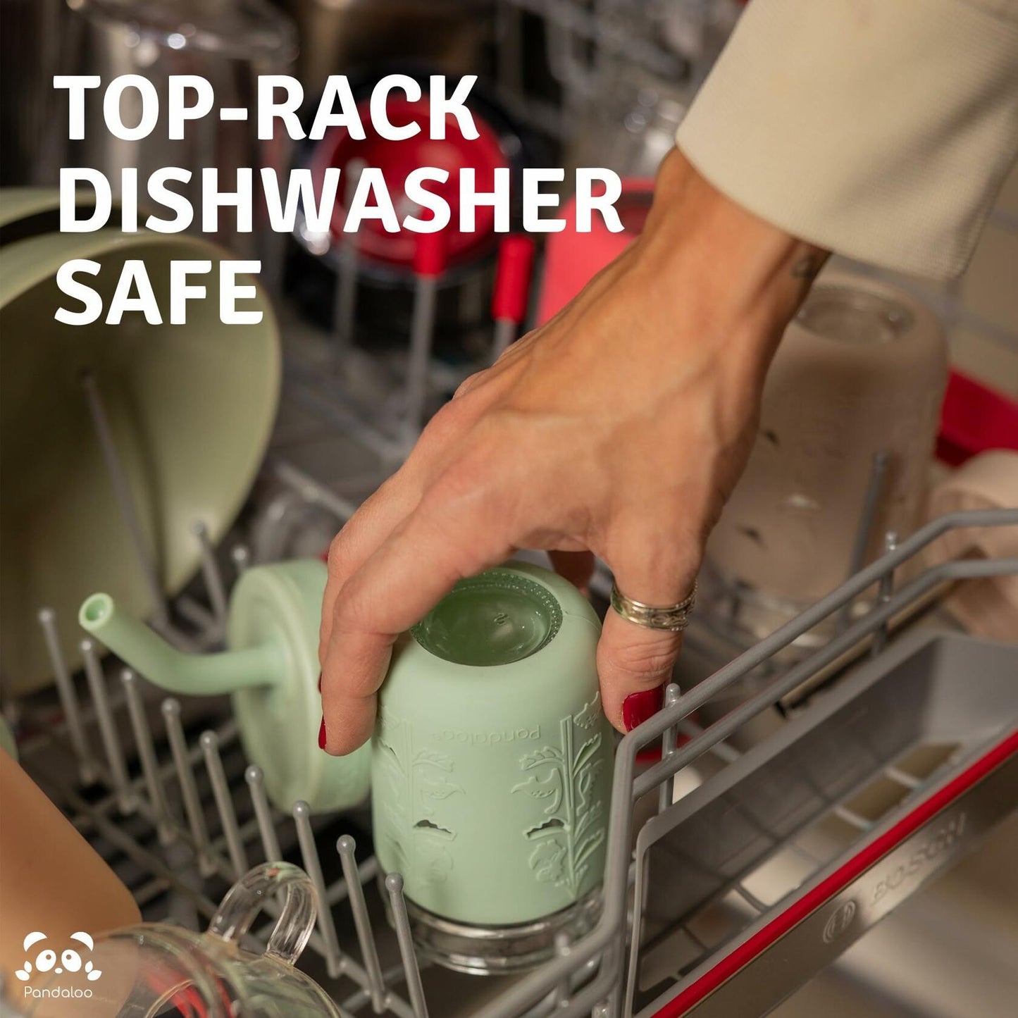 Pandaloo Mason Jar Toddler Cup 8oz Spill-Proof Glass Tumbler 4 Pack Blue