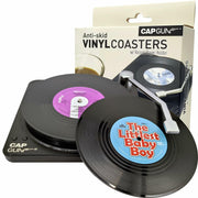 Sufcnire Retro Record Coasters with Vinyl Player Holder Set of 6 M1 Series