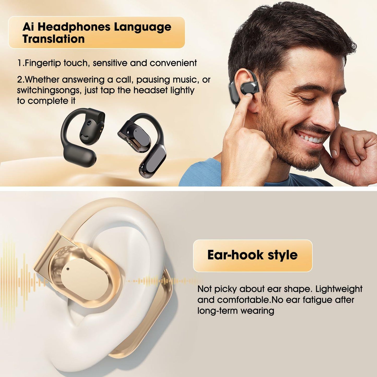 Daioai AI Language Translation Bluetooth Earbuds 144 Languages White