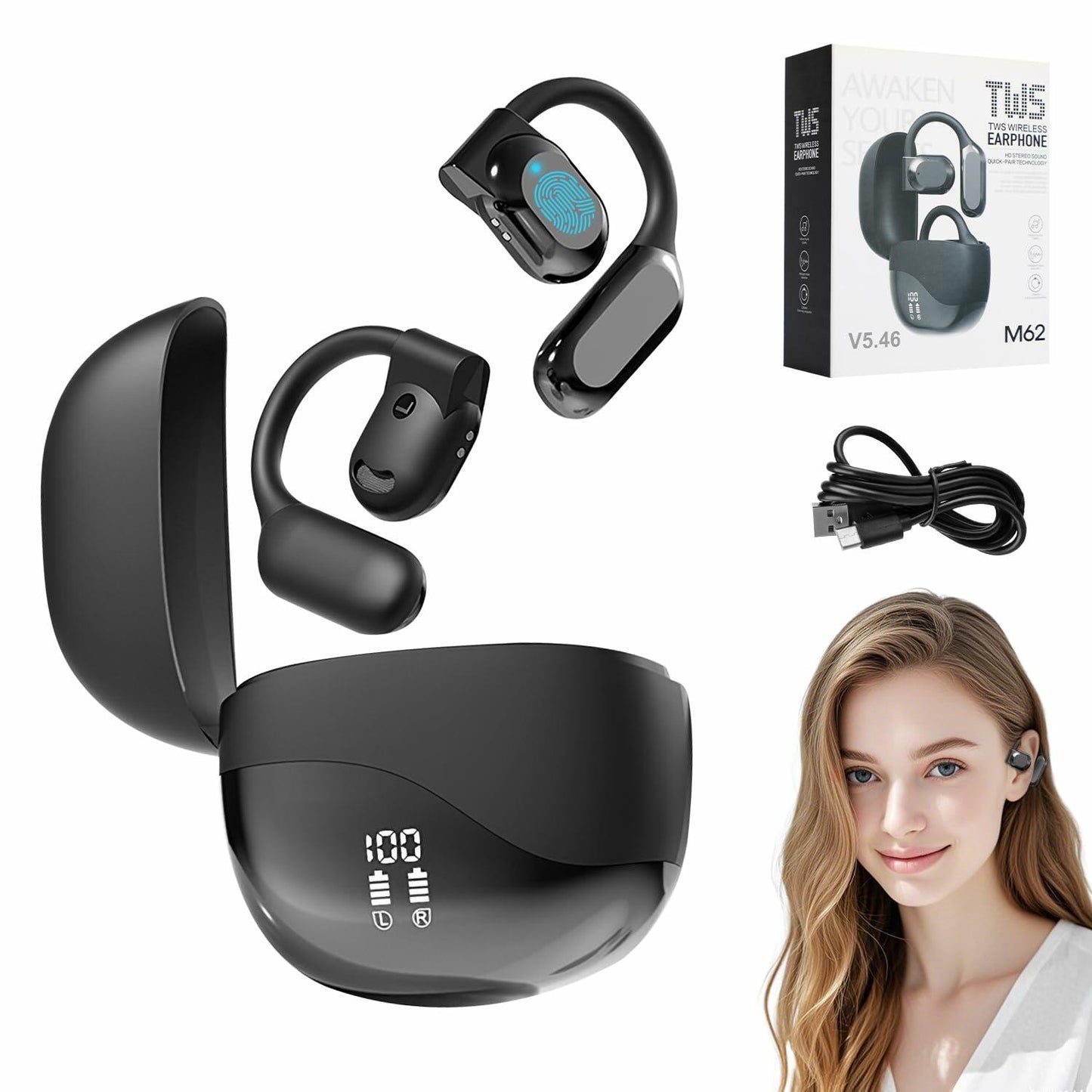 Daioai AI Language Translation Bluetooth Earbuds 144 Languages White