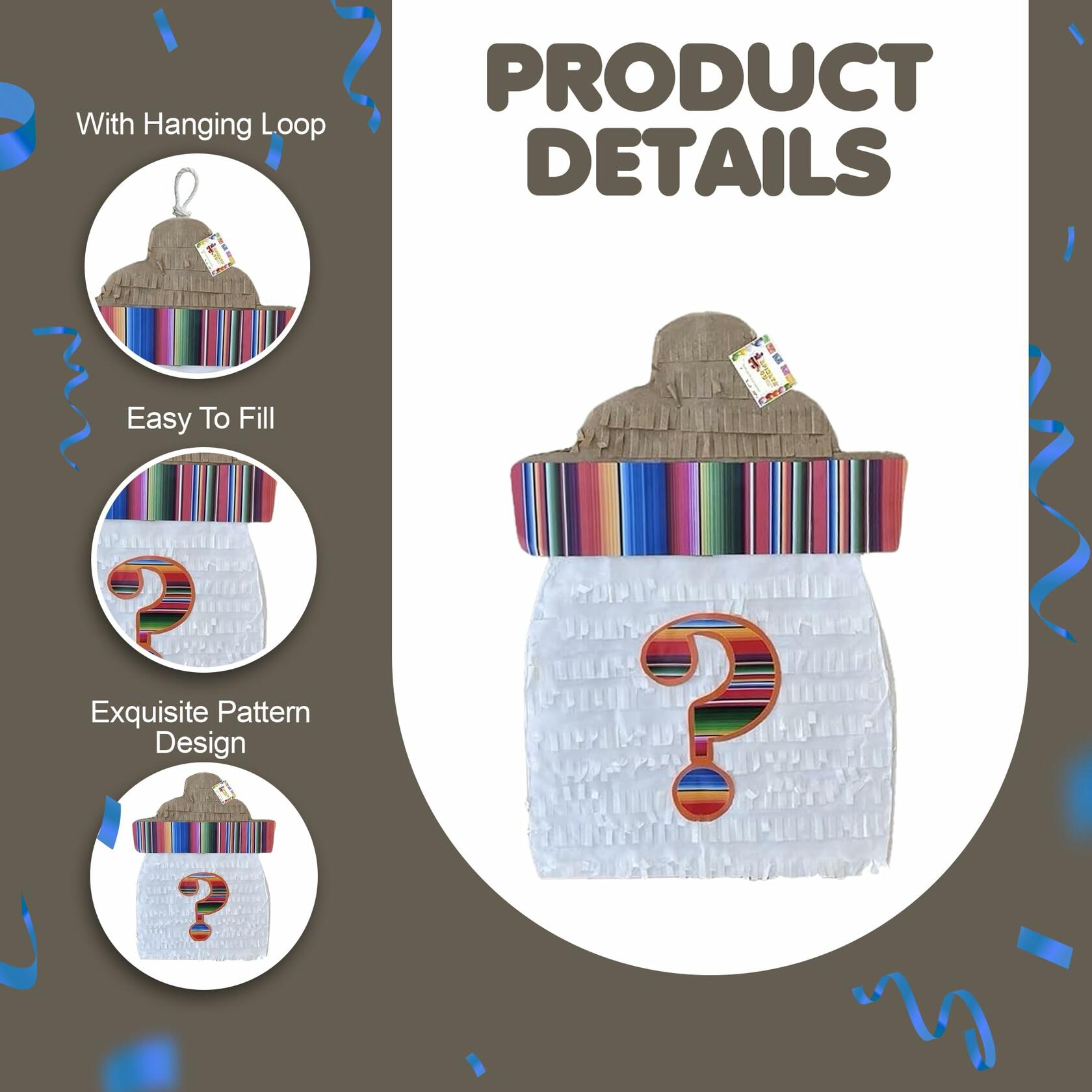 APINATA4U Gender Reveal Pinata Kit Baby Bottle 17.5x13.5x3.5 Inch White Fiesta