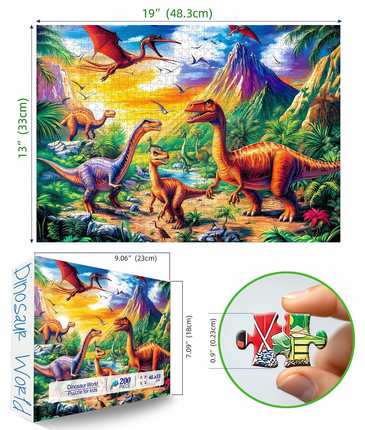 MINIWAN Unicorn Floor Puzzle 200 pcs Colorful-Forest 19x13 in