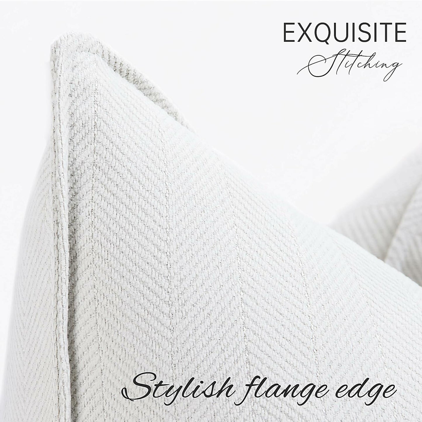 ZWJD Chenille Throw Pillow Covers Cream 24x24 Set of 2 Soft Decorative