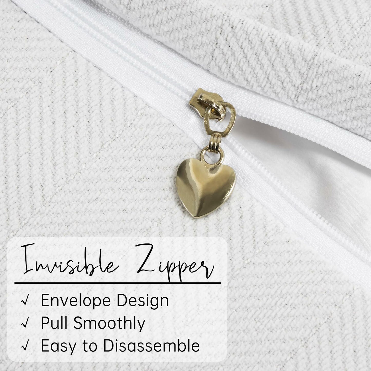 ZWJD Chenille Throw Pillow Covers Cream 24x24 Set of 2 Soft Decorative