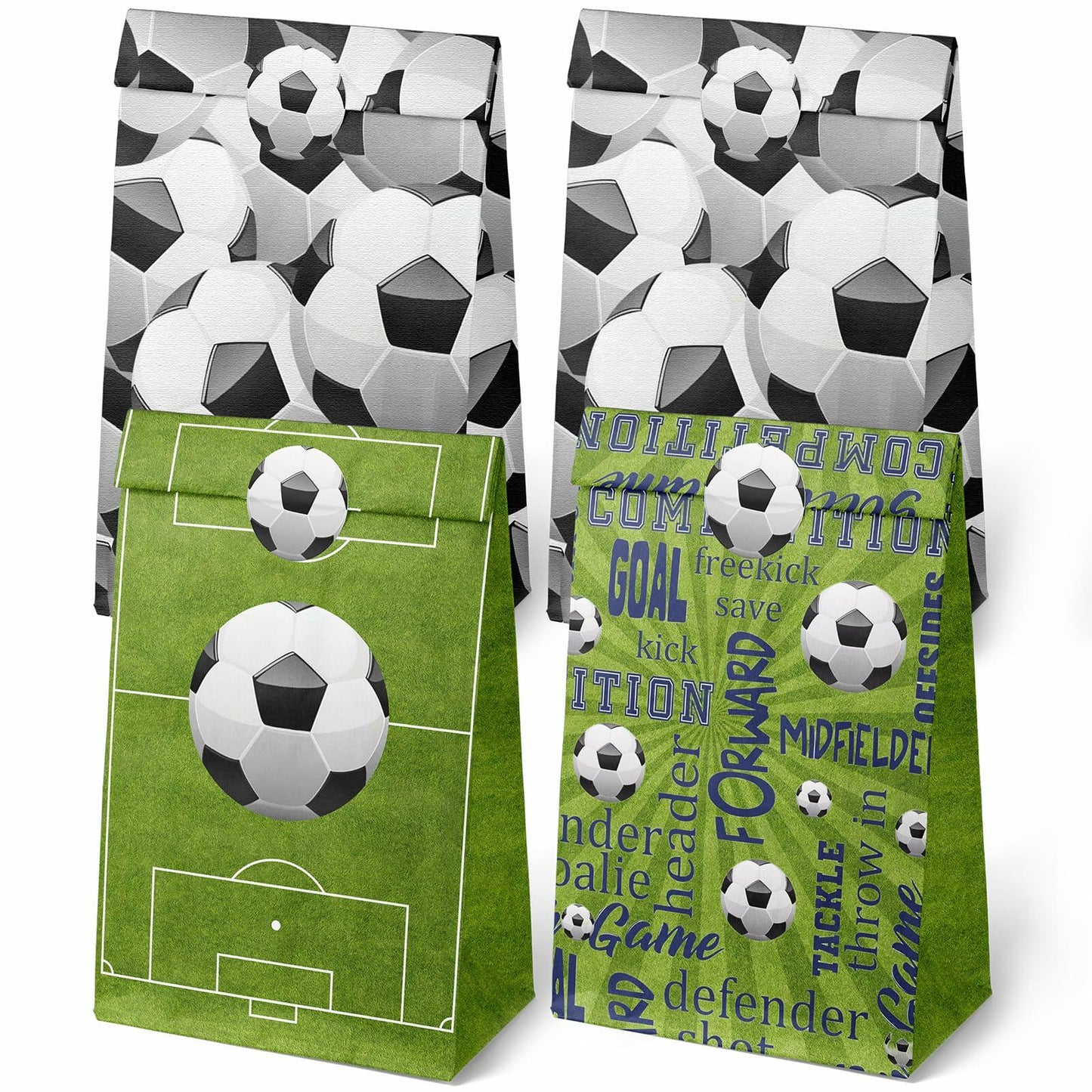 Outego Soccer Party Favor Bags with Stickers 24 Count Green Paper Soccer