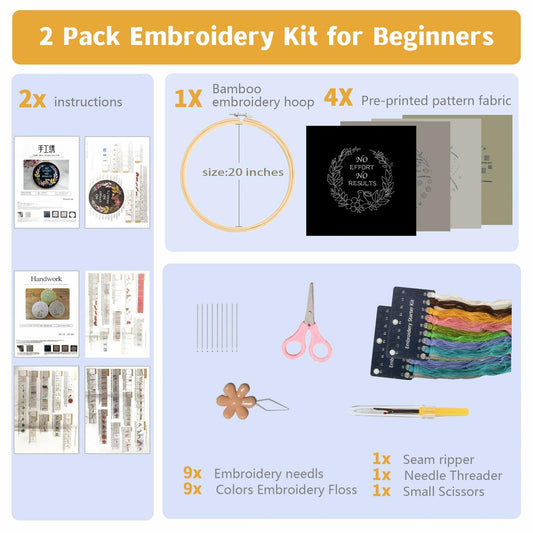 Tophywin 4 Pack Embroidery Kit Floral DIY with Hoop Threads Tools Good times