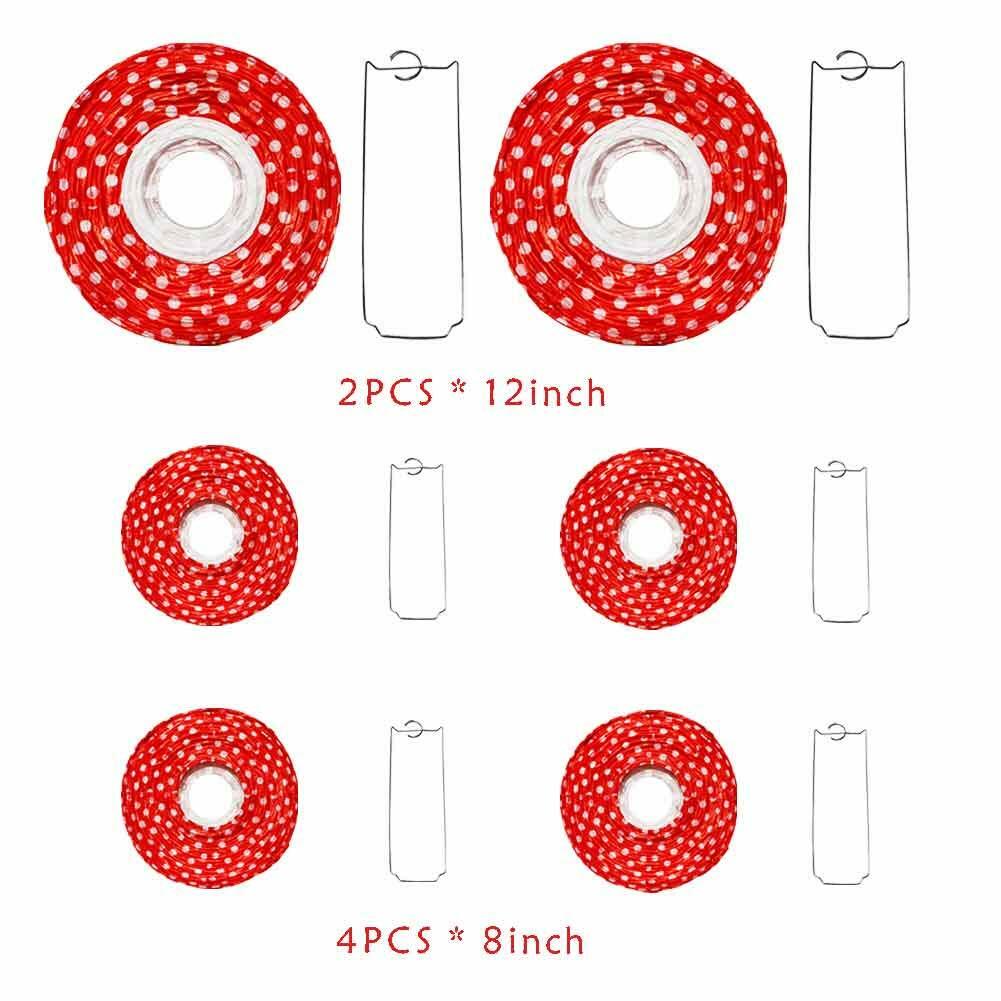 Lotus Mann 6PCS 14" Red Mushroom Lanterns Fairy Tale Party Decor