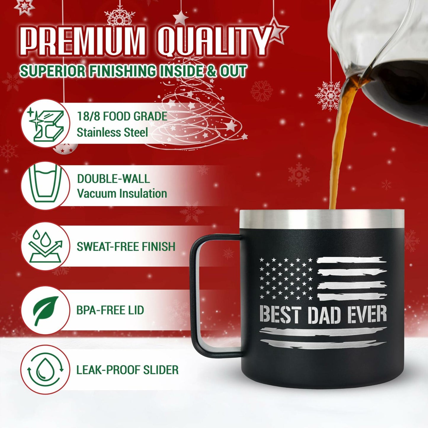 AXIARA 14oz Maroon Stainless Steel Insulated Coffee Mug Retirement Gift