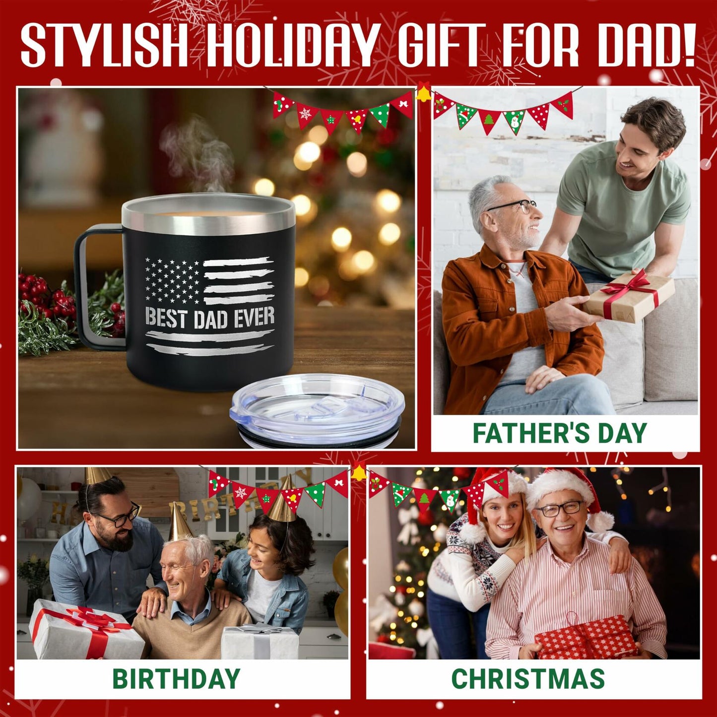 AXIARA 14oz Maroon Stainless Steel Insulated Coffee Mug Retirement Gift