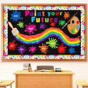 Pasimy 62 Pc 3D Colorful Rainbow Bulletin Board Set DIY Crepe Paper Rolls