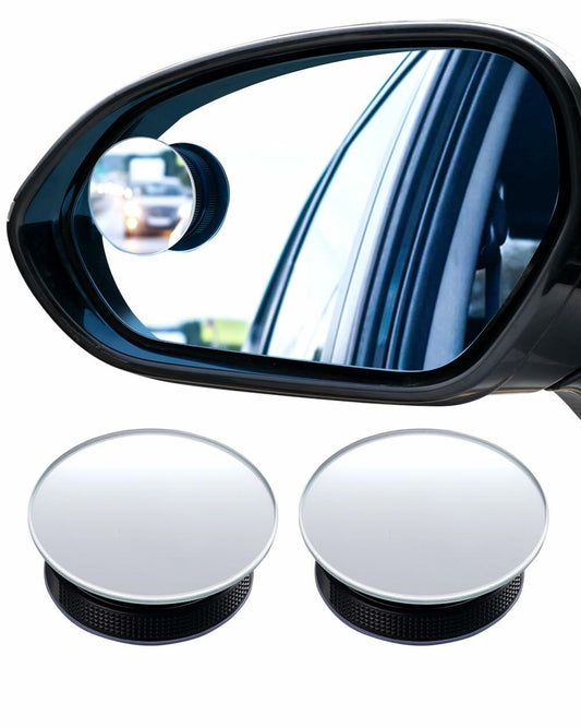 WildAuto Blind Spot Mirrors 2 Pack Round Frameless HD Glass Black 2"