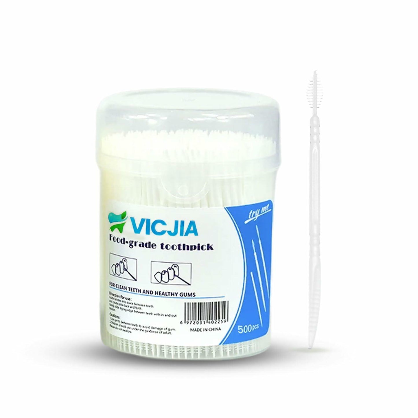 VICJIA Unflavored Tooth Floss Picks Dental Flossers 500 Count L+ Portable