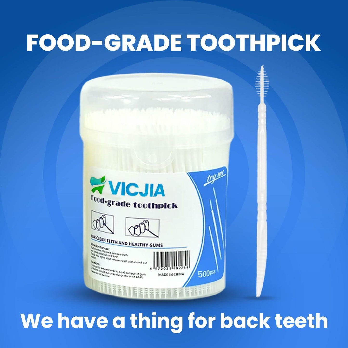 VICJIA Unflavored Tooth Floss Picks Dental Flossers 500 Count L+ Portable