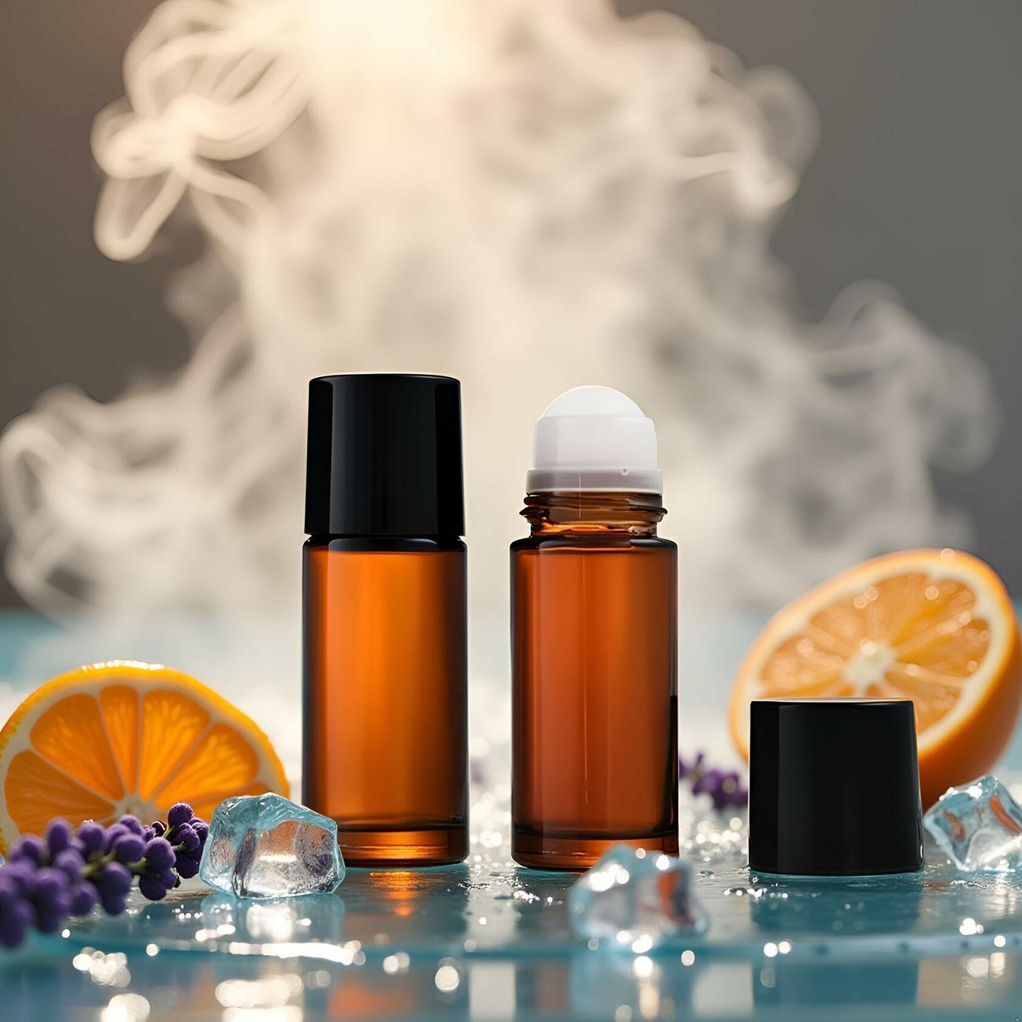 YuanHolumid Brown Glass Essential Oil Roller Bottles 50ml 2Pcs Refillable