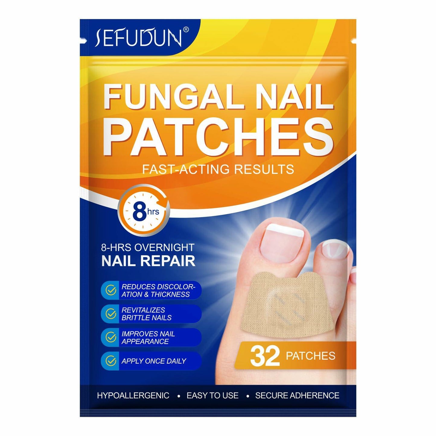 ZAGEVIVIN Fungal Nail Patches 32 Count Beige 8-Hour Overnight Treatment