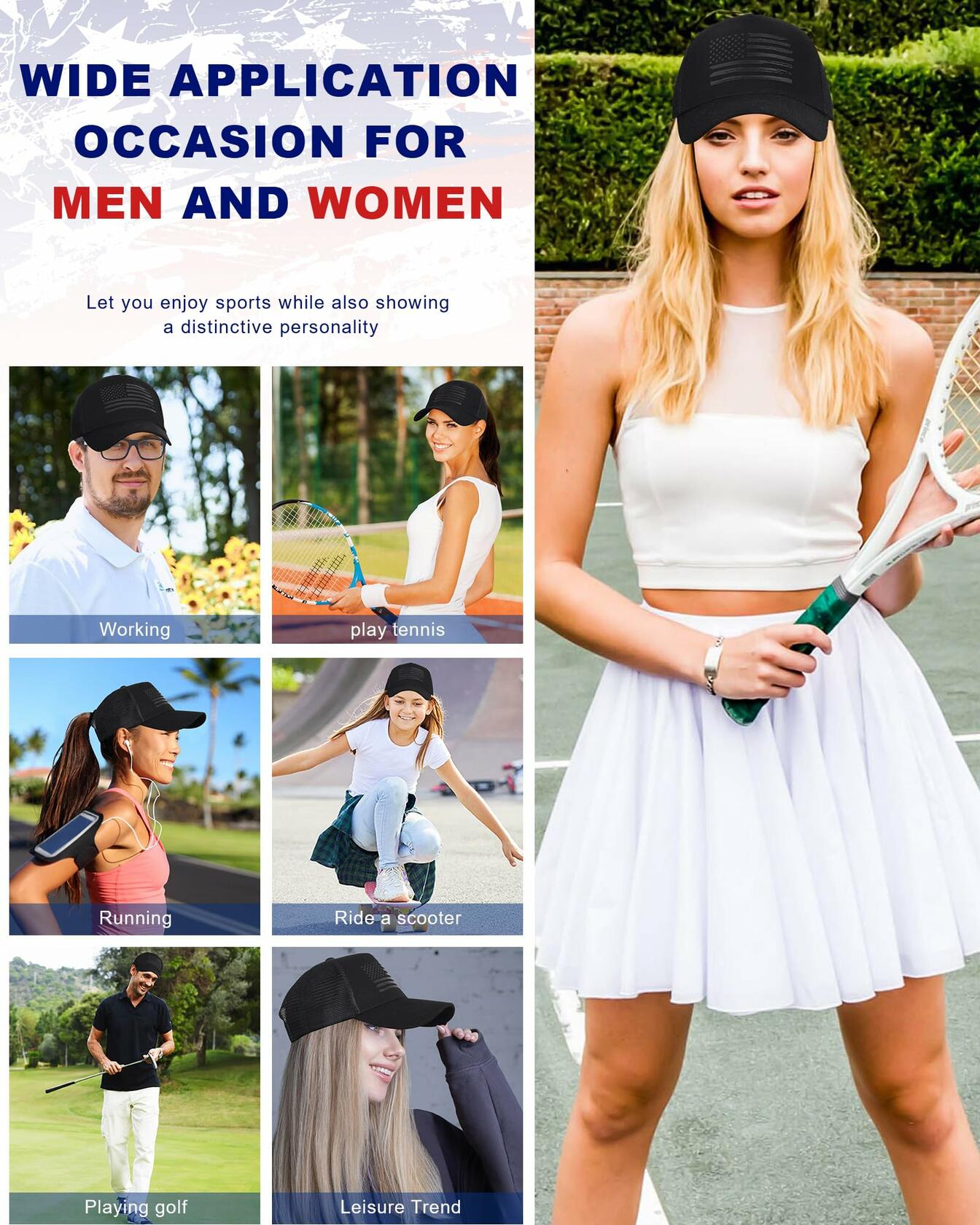 AWAYTR American Flag Trucker Snapback Hat Black One Size