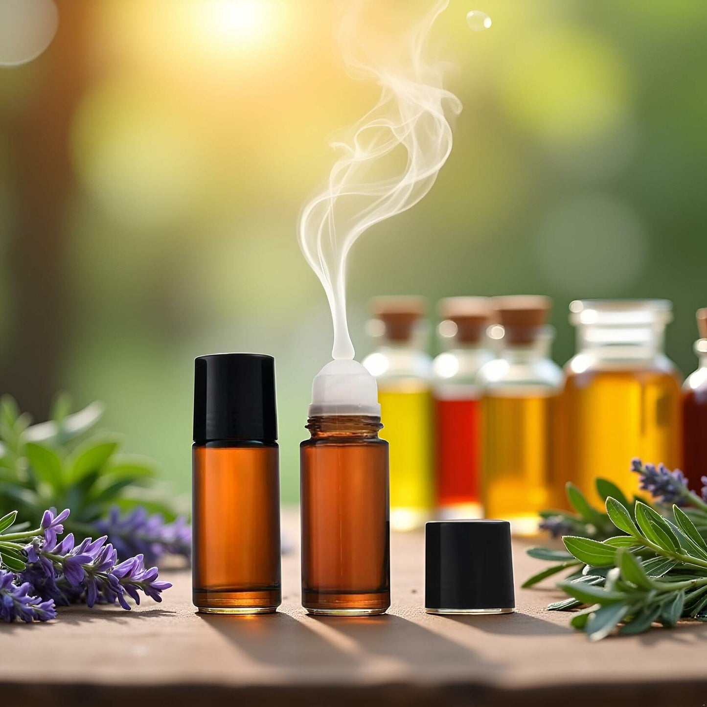 YuanHolumid Brown Glass Essential Oil Roller Bottles 50ml 2Pcs Refillable