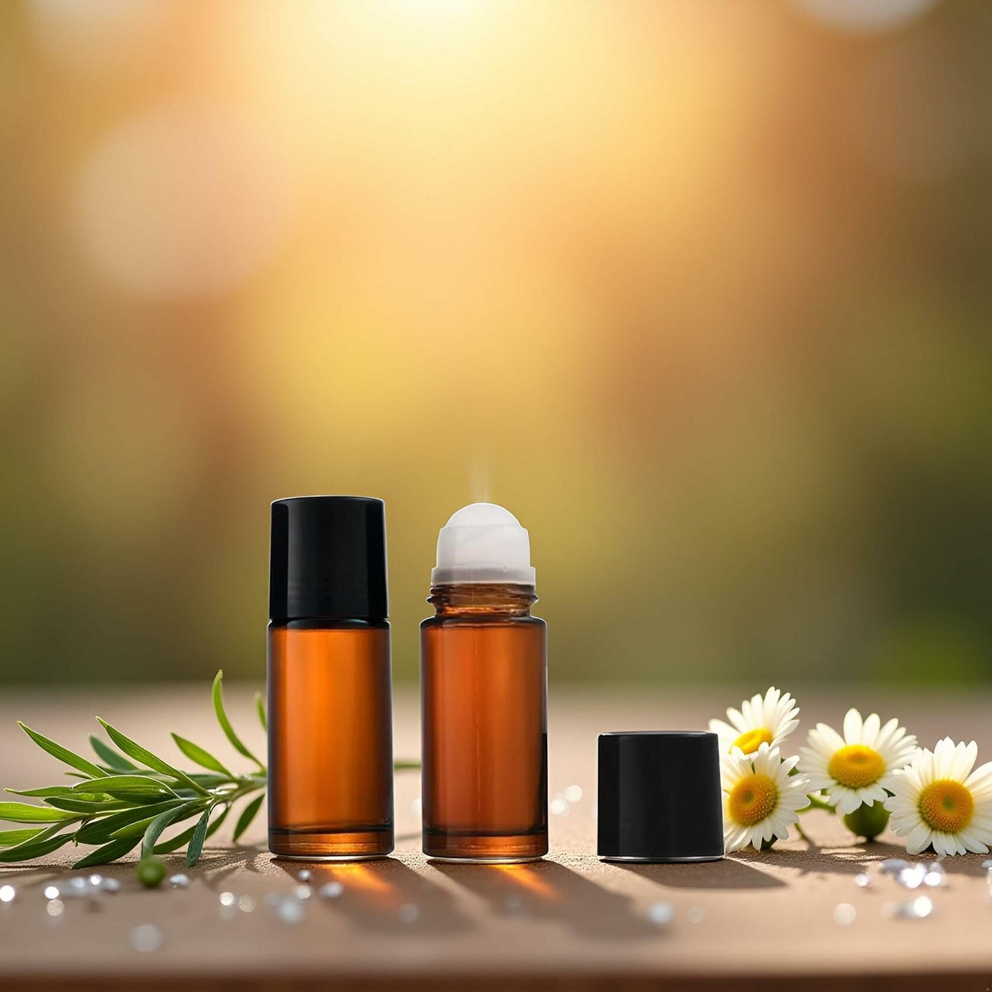 YuanHolumid Brown Glass Essential Oil Roller Bottles 50ml 2Pcs Refillable