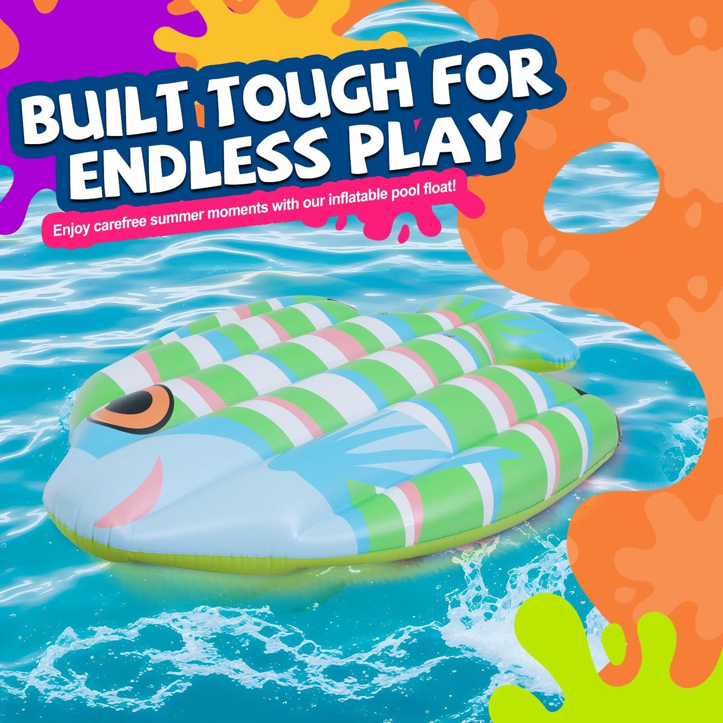 DIMAR GARDEN Inflatable Pool Fish Float Raft 59x47 Green