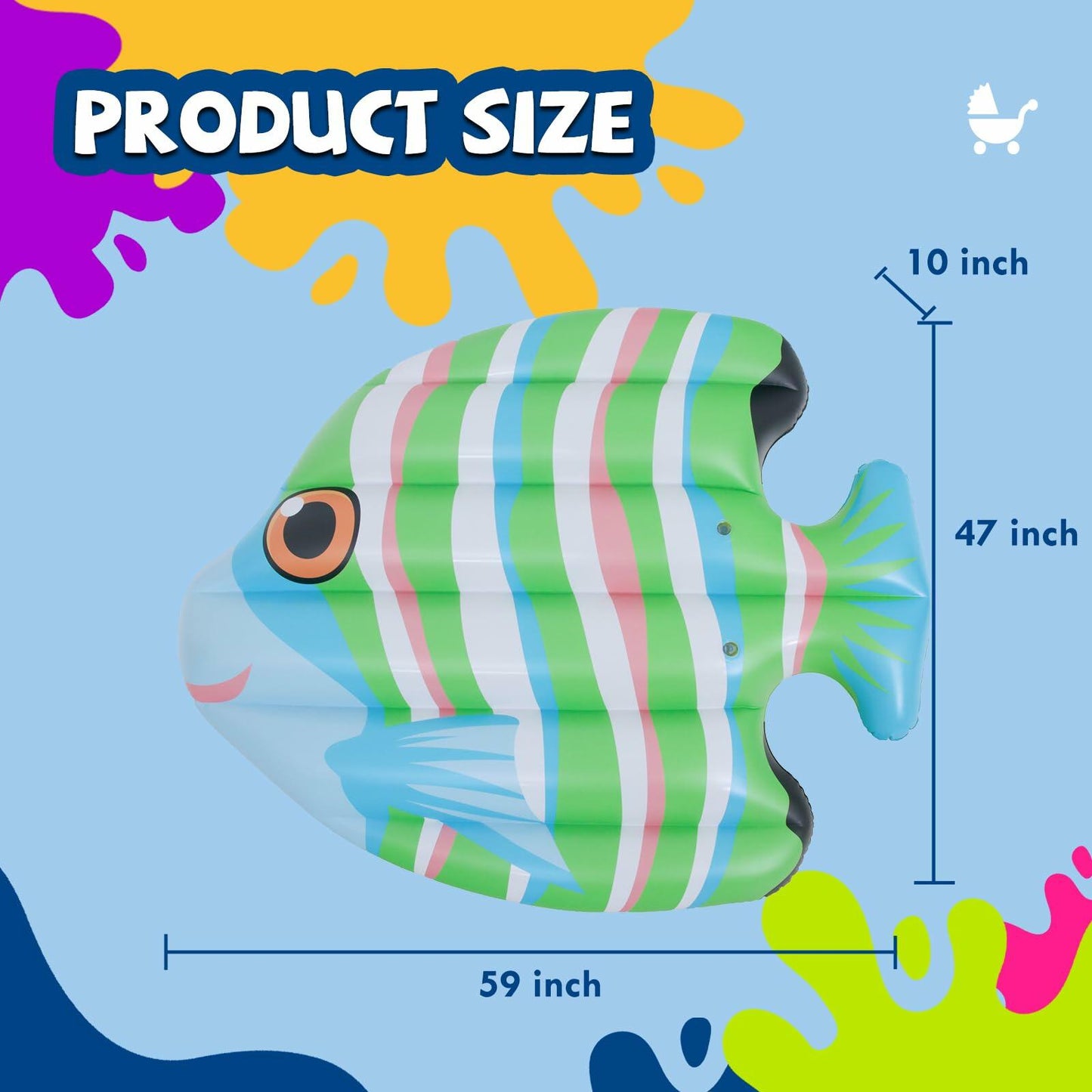 DIMAR GARDEN Inflatable Pool Fish Float Raft 59x47 Green