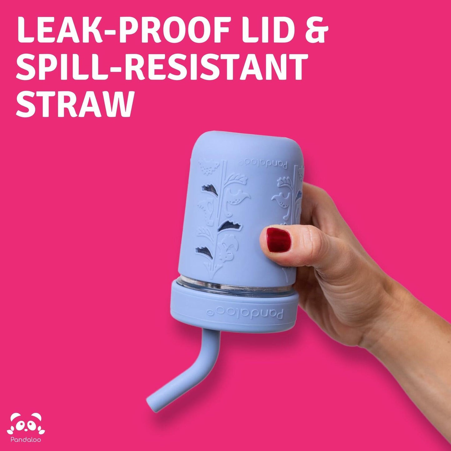 Pandaloo Mason Jar Toddler Cup 8oz Spill-Proof Glass Tumbler 4Pack Blue OPEN BOX