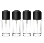 Furnido 4 Pack 30ml Clear Glass Round Essence Lotion Bottles with Pump