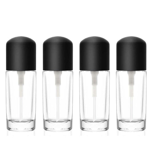 Furnido 4 Pack 30ml Clear Glass Round Essence Lotion Bottles with Pump