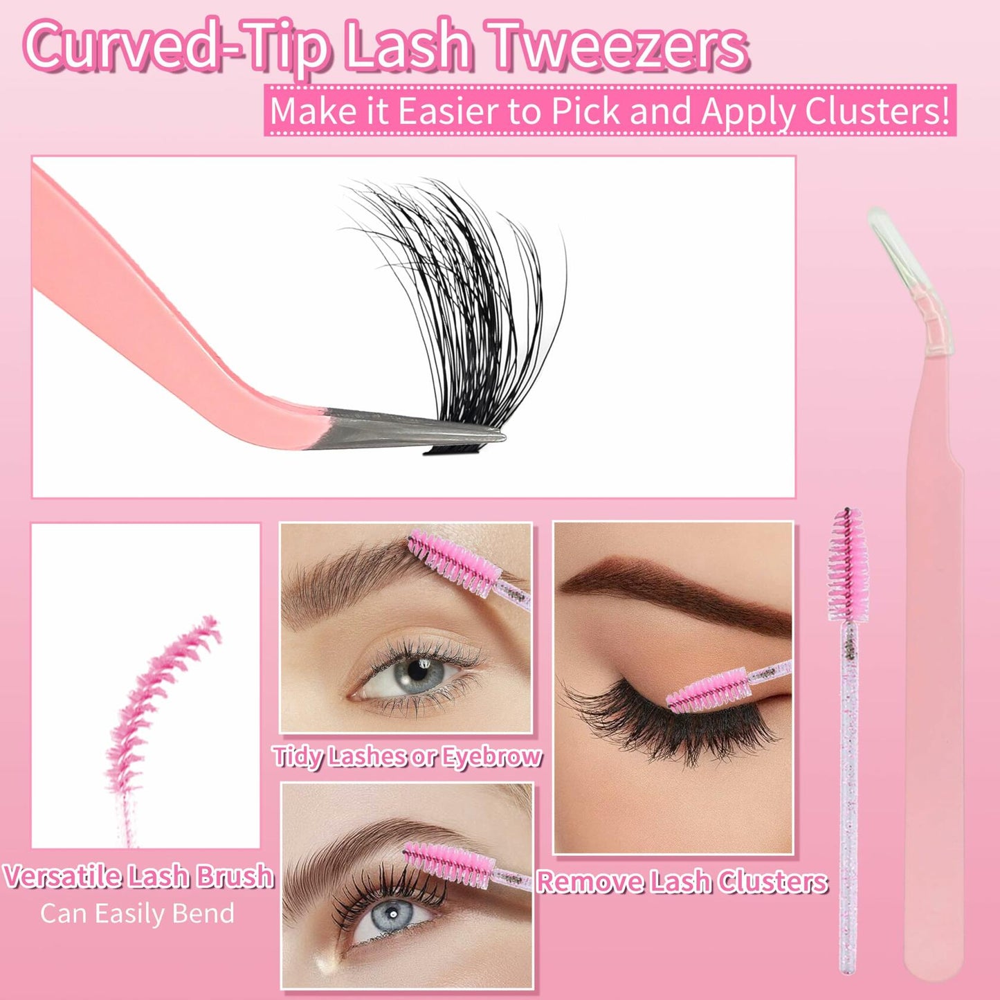 Anforlin Fluffy Lash Clusters 60D D Curl 14-22mm 280 PCS Black