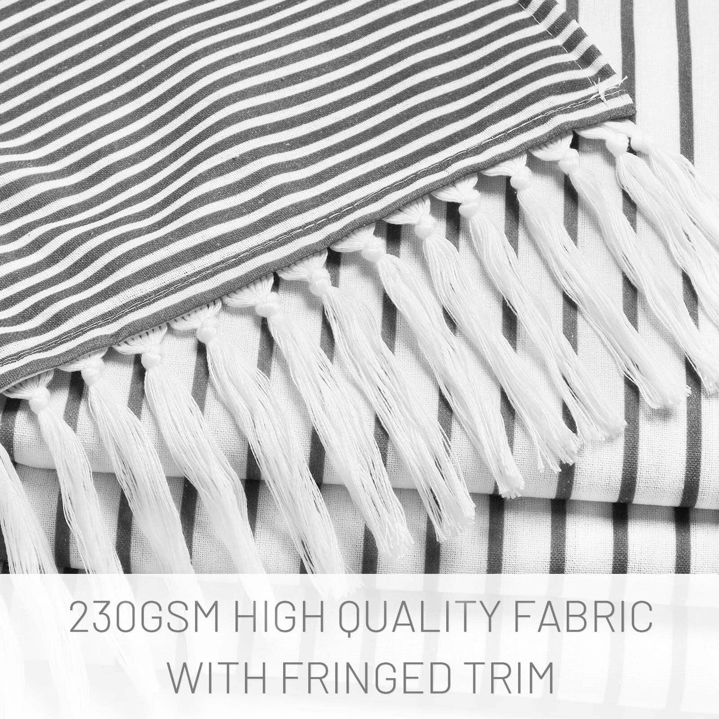 Awellife Stripe Tassel Shower Curtain Dark Grey 84x72 Boho Farmhouse