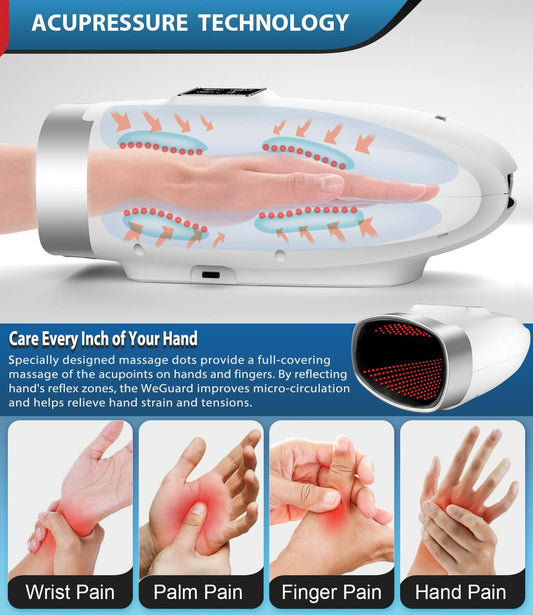 WeGuard Hand Massager with Heat 5 Modes Arthritis Pain Relief Compression