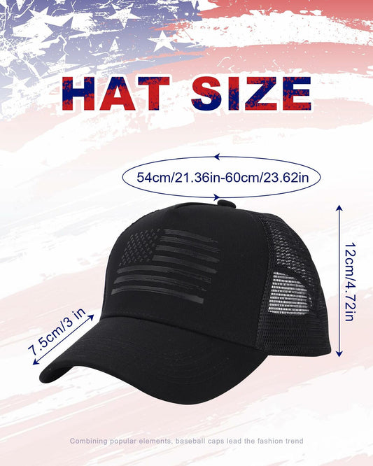 AWAYTR American Flag Trucker Snapback Hat Black One Size